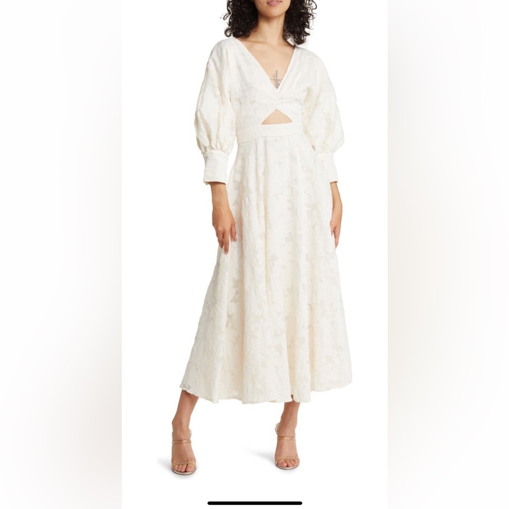 Embroidered cutout midi dress, Small, 4 US